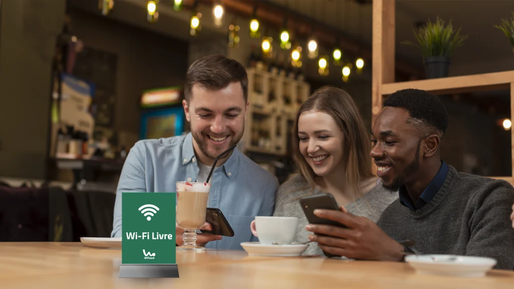 Amigos acessando o Wi-Fi através do captive portal