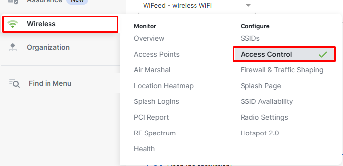 tela de controle da confirguração do Access Point dashboard Cisco Meraki